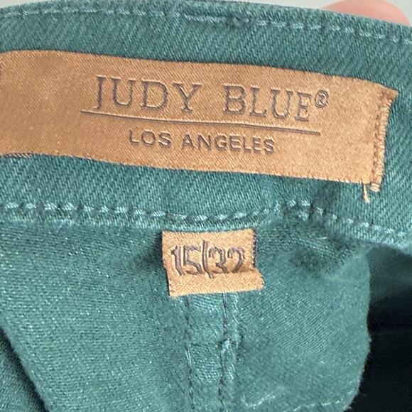 Judy Blue Jeans Womens 15/32 Teal High Rise Wide Leg Crop Tummy Control JB88806 - Picture 9 of 10